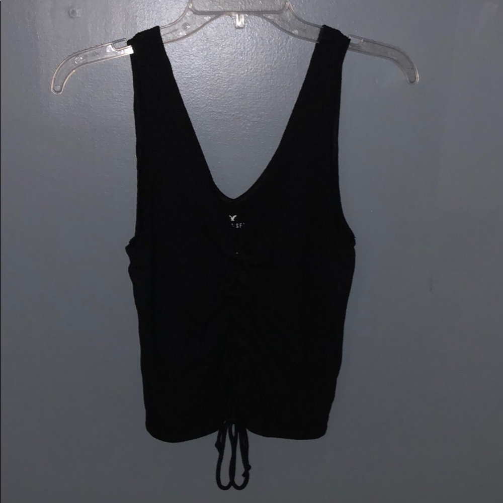 AE ribbed black lace up tank top